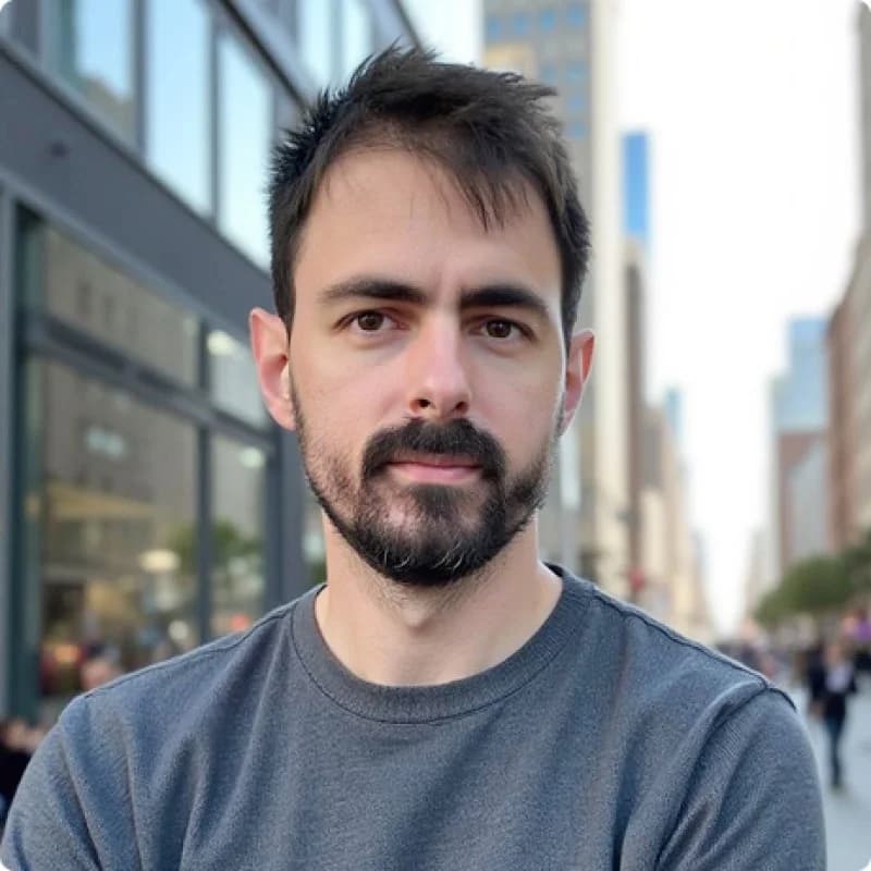 Stephen DeLorme on a city street